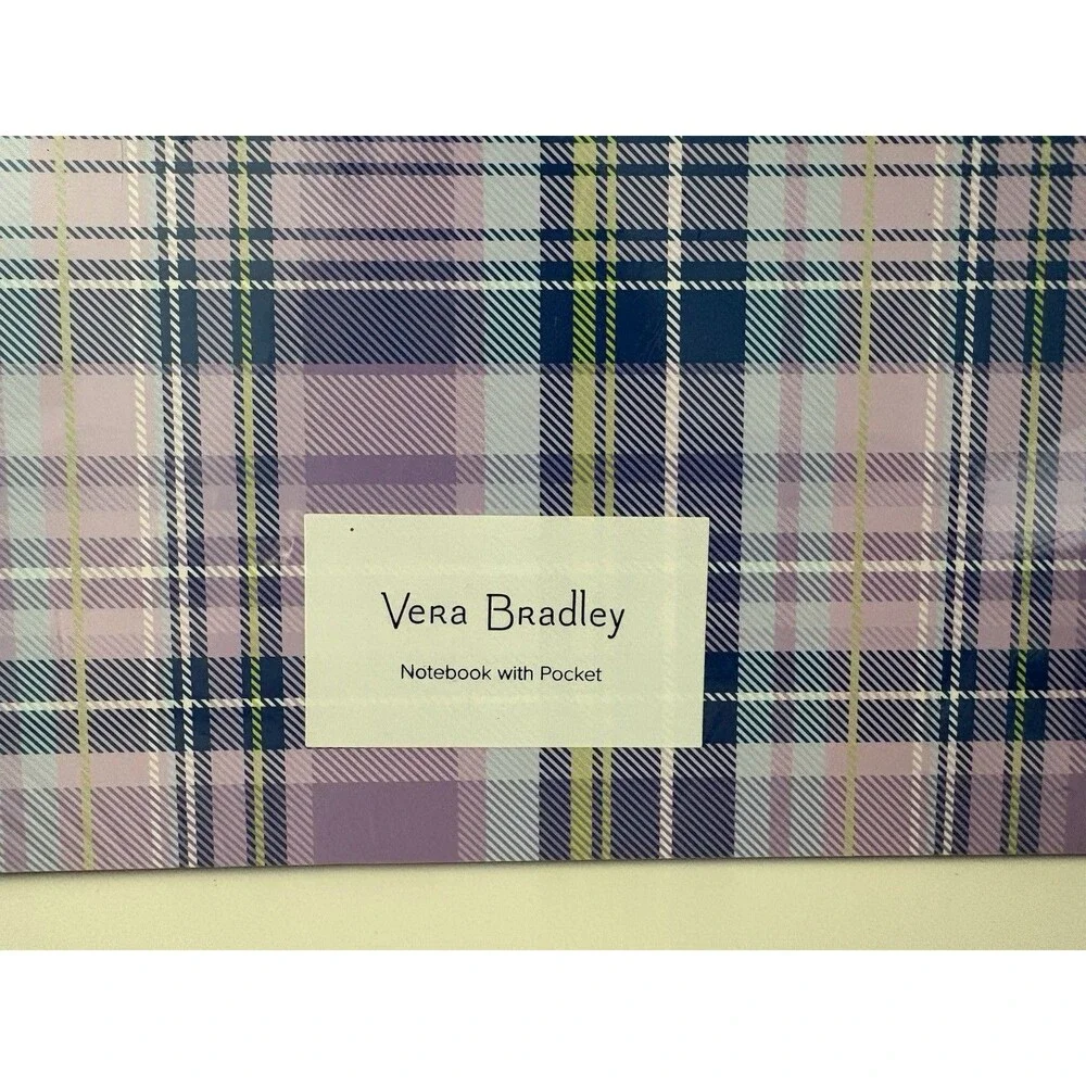 Vera Bradley Large Spiral Notebook with Pocket Amethyst Plaid Print Sealed New!